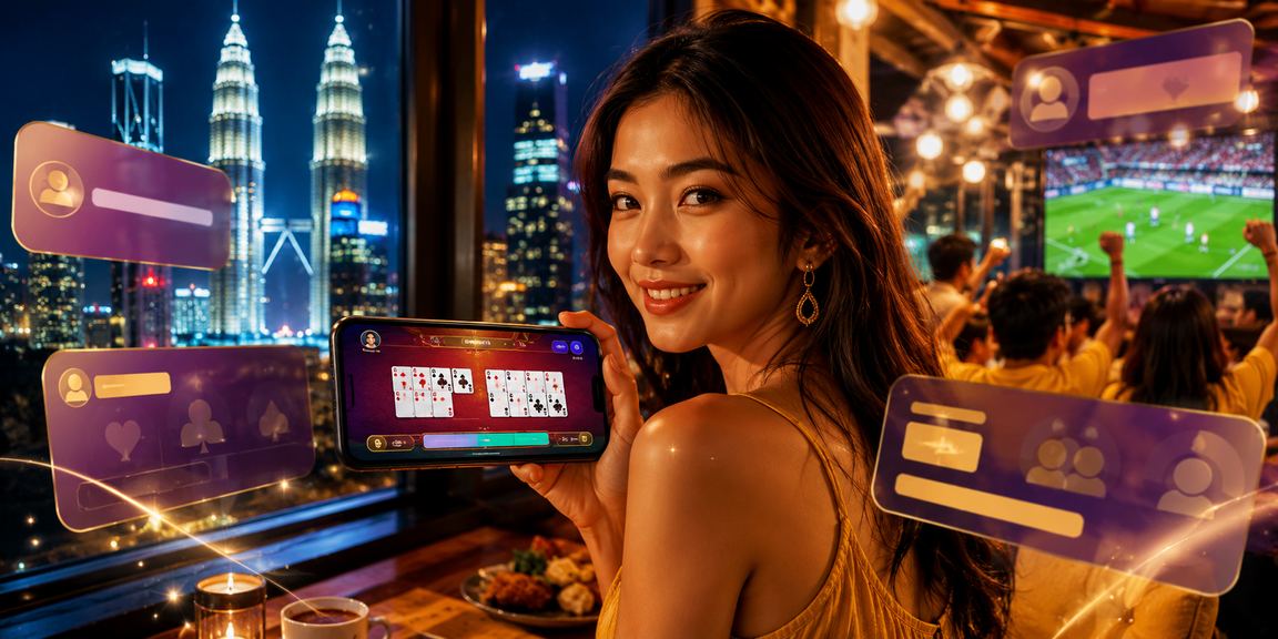 Pemain menikmati permainan kad rummy gaya Malaysia di Kuala Lumpur melalui aplikasi mudah alih